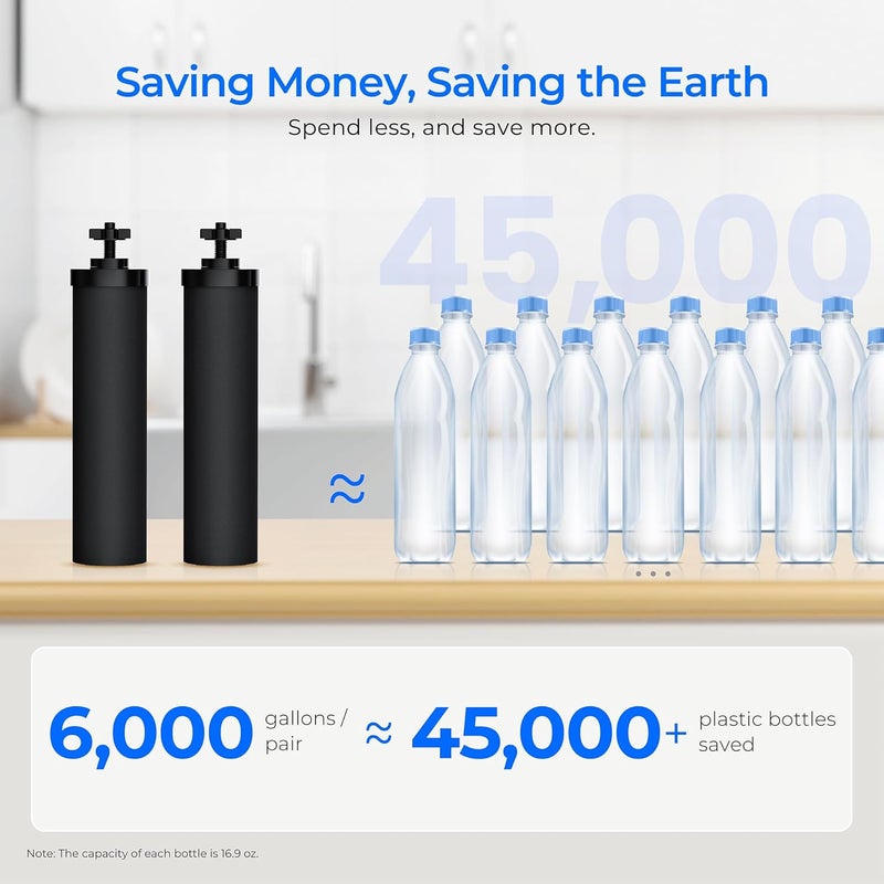 Waterdrop Gravity Water Filter, 2.25G Stainless-Steel System with Silver Ions Enhanced Filtration with 2 Black Carbon Filters, NSF/ANSI 42&372 Standard, Reduces Chlorine for Emergencies - Image 4